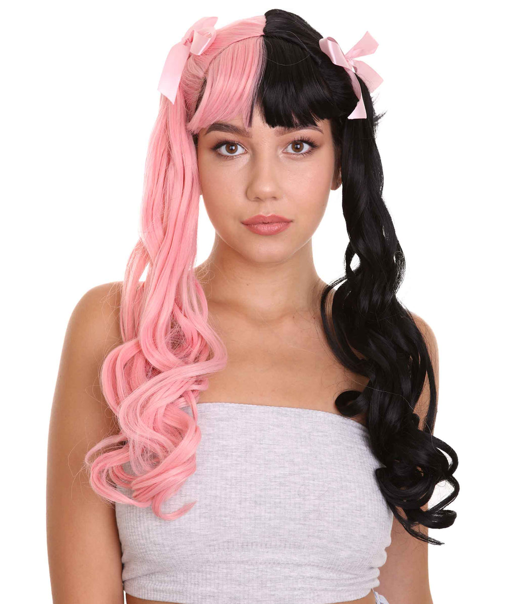 Lace Split Dye Pigtails in Light Pink Black Nunique