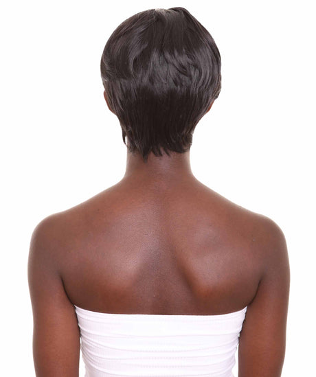 Nunique Women's 10" in. Capless Cap Heat Resistant Iconic Short Black Pixie Wig - Designed with Adjustable Lining for Universal Comfort - Heat Resistant Synthetic Fibers
