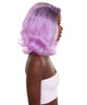 Nunique Adult Women's 14" In. Fashion Blogger Mom Wig - Shoulder Length Electric Purple Hair With Dark Roots