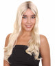Nunique Adult Women's 22" In. Make Up Artist Princess Wig - Long Length Wavy Blonde Hair With Dark Roots