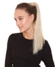 Nunique Adult Women's 16" In. High End Tinsel Ponytail - Shoulder Length Platinum Blonde and Rainbow Tinsel Hair