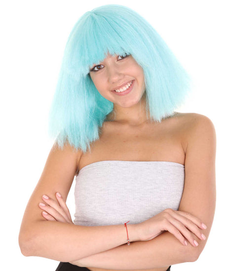 Women's Angular Afro Bob with Extra Long Bangs - Adult Halloween Wigs | HPO