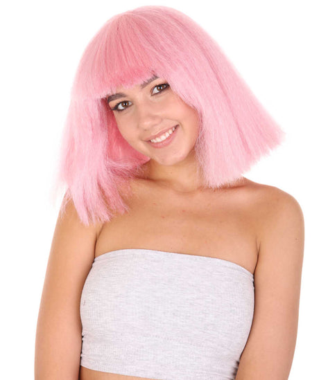 Women's Angular Afro Bob with Extra Long Bangs - Adult Halloween Wigs | HPO