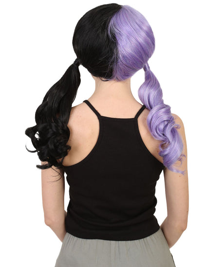 Women's Two Tone Pigtails with Loose Curls and Bangs - Adult Halloween Wigs | HPO