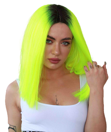See Me Women's Mid Length Lace Front Straight Hair With Dark Roots - Adult Fashion Wigs | Nunique