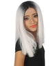 Lena Women's Shoulder Length Lace Front Straight Hair With Dark Roots - Adult Fashion Wigs | Nunique