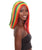 Nunique Adult Women's 14" In. Stylish Ghana Pride Wig - Shoulder Length Red Gold and Green Hair