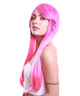 Women's Long Hot Pink Wig with Side Bangs  - Halloween Wigs | HPO