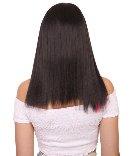 Adult Women's 18" Inch Long Length Straight 4x4 Lace Front Red Highlights Natural Hairline Beauty Wig, 100% Heat Resistant Fibers, Perfect for your Everyday Wear and Styling to your Expectations! -   Wig, Straight | NU