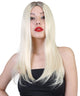 Ivana Long Platinum Blonde Center Part with Dark Roots - Halloween Wigs | HPO