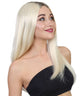 Ivana Long Platinum Blonde Center Part with Dark Roots - Halloween Wigs | HPO