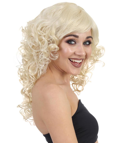 Women's Long Blonde Curly Wig with Bangs - Adult Halloween Wigs | HPO