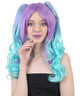 Women's High Half Up Rave Pigtails with Multicolor Loose Curls - Adult Halloween Wigs | HPO