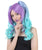 Women's High Half Up Rave Pigtails with Multicolor Loose Curls - Adult Halloween Wigs | HPO