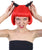 Women's Neon Red Bob Wig with Black Devil Horns and Bangs