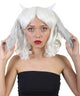 Shoulder Length Bob With Loose Curls, Horns, and Ears - Halloween Wigs | HPO