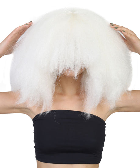 Women's Angular Afro Bob with Extra Long Bangs - Adult Halloween Wigs | HPO