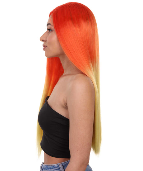 Adult Women's 23" In. American Singer and Rapper Inspired Wig - Long Length Tropical Gradient Hair - Lace Front Heat Resistant Fibers