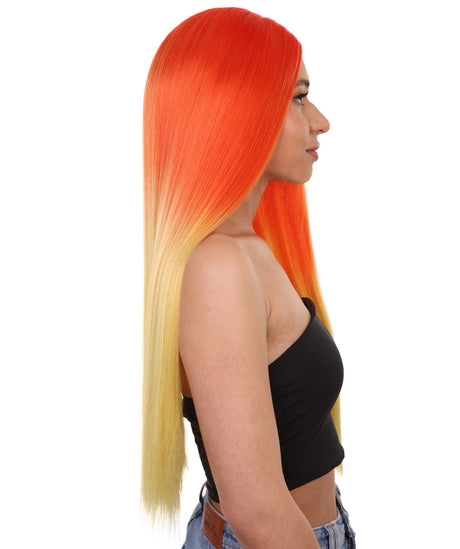Adult Women's 23" In. American Singer and Rapper Inspired Wig - Long Length Tropical Gradient Hair - Lace Front Heat Resistant Fibers