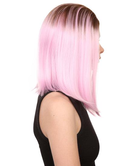 Erin Women's Shoulder Length Lace Front Straight with Dark Roots - Adults Fashion Wigs | Nunique