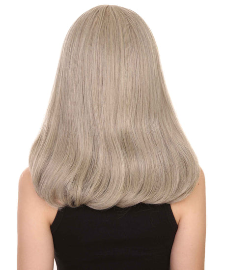 Adult Women's 12" Inch Medium Length Straight Side/Back Lace Natural Blonde Bangs Hairline Beauty Wig, 100% Heat Resistant Fibers, Perfect for your Everyday Wear and Styling to your Expectations! -   Wig,  | NU