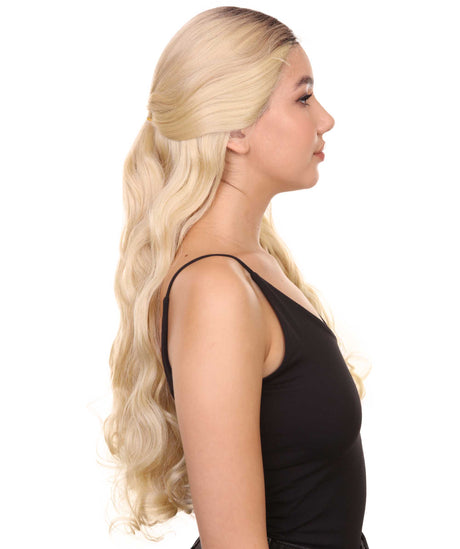 Hayden Women's Long Length Lace Front Wavy Half updo - Adult Fashion Wigs | Nunique