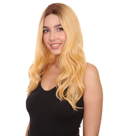 Cady Women's Long Length Lace Front Wavy With Dark Roots - Adults Fashion Wigs | Nunique