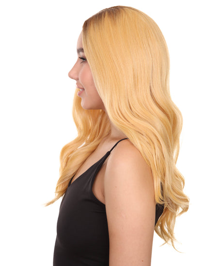 Cady Women's Long Length Lace Front Wavy With Dark Roots - Adults Fashion Wigs | Nunique