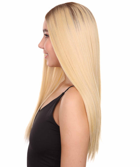 Samantha Women's Long Length Lace Front Straight With Bangs - Adults Fashion Wigs | Nunique