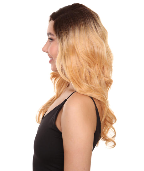 Bronte Women's Long Length Lace Front Wavy With Dark Roots - Adult Fashion Wigs | Nunique