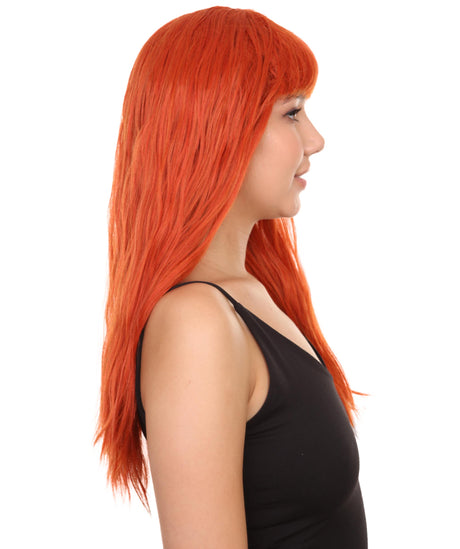 Freya Adult Women's 20" Inch Long Length Straight 1/4x13 Lace Natural Deep Red Hairline Beauty Wig with Bangs, 100% Heat Resistant Fibers, Perfect for your Everyday Wear and Styling to your Expectations! -   Wig,  | NU
