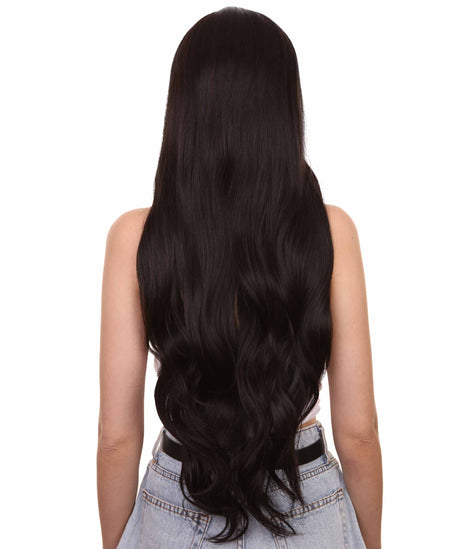 Evangeline Women's Long Length Lace Front Wavy With Bangs - Adults Fashion Wigs | Nunique