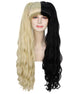 Women's Two-Tone Extra High Pigtails With Wavy Texture and Bangs Blonde | Fashion Wig