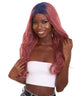Seraphina Adult Women's 23" In. Hair Stylist Inspired Wig - Long Length Red Hair with Dark Blue Roots - Lace Front Heat Resistant Fibers