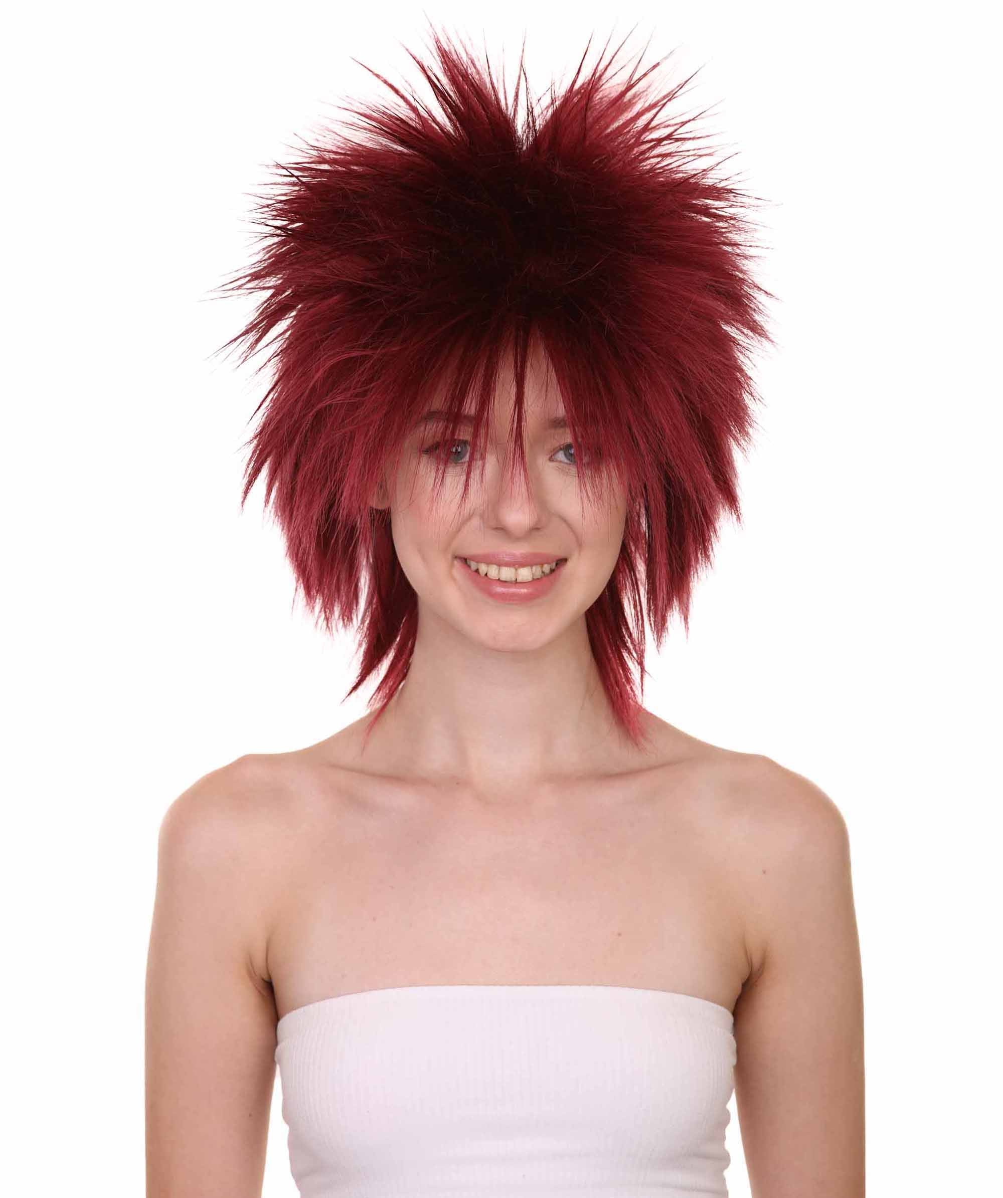 Funky Punk Burgundy Wig Character Cosplay Halloween Wig HPO