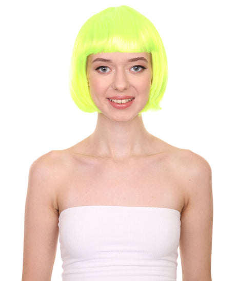 Short Bob Neon Green Wig | Party Ready Fancy Cosplay Halloween Wig | HPO