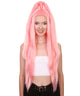 Nunique Adult Women's 31" In. Pop Dance Electronic Wig - Extra Long Length Electric Pink Hair With Updo Pony Tail