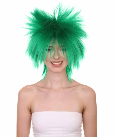 Funky Punk Dark Green Wig | Character Cosplay Halloween Wig | HPO
