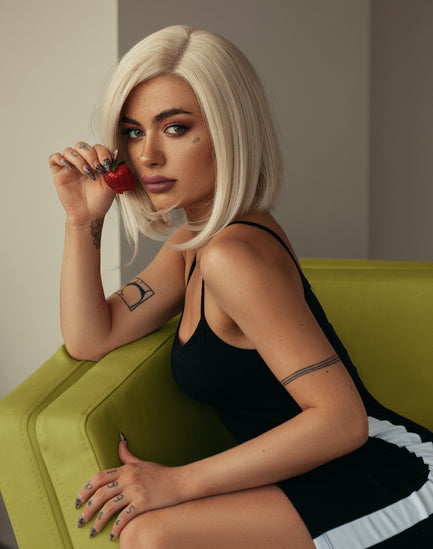 Blonde Lace Front Asymmetric Bob Wig Premium Synthetic Fiber Women's Wig