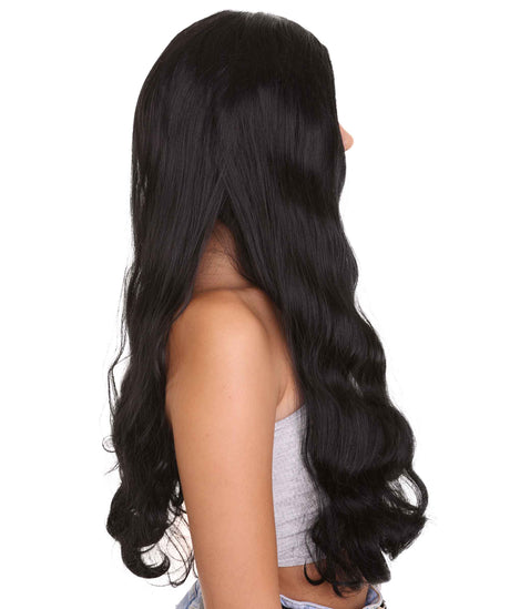 Nunique Adult Women's 24" In. - Long Length Jet Black Straight Hair - Lace Front Heat Resistant Fibers
