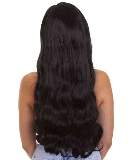Nunique Adult Women's 24" In. - Long Length Jet Black Straight Hair - Lace Front Heat Resistant Fibers