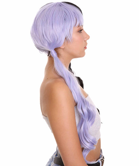Double Play Lace Split Dye Low Pigtails in Lavendar Purple and Black - Adult Fashion Wig | Nunique