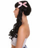 Lace Split Dye Pigtails in Light Pink and black with Pink Ribbons - Adult Fashion Wig | Nunique