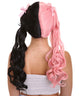 Lace Split Dye Pigtails in Light Pink and black with Pink Ribbons - Adult Fashion Wig | Nunique