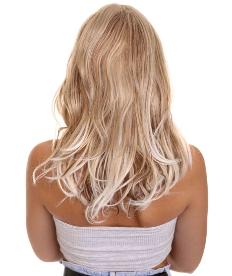 Adult Women's 18" In. Surfer Bleached Bad Guy Inspired Wig - Shoulder Length Wavy Beach Blonde Hair with Dark Roots - Lace Front Heat Resistant Fibers