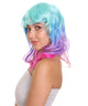 Nunique Adult Women's 18" In. Calm Down and Bisexual Pride Artist Wig - Shoulder Length Multi Color Pink Purple and Blue Hair