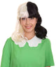 Nunique Adult Women's 16" In. Two Tone Contrasting Cruel and Evil Artist Wig - Short Length Two Tone Pure White and Jet Black Hair