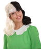 Nunique Adult Women's 16" In. Two Tone Contrasting Cruel and Evil Artist Wig - Short Length Two Tone Pure White and Jet Black Hair