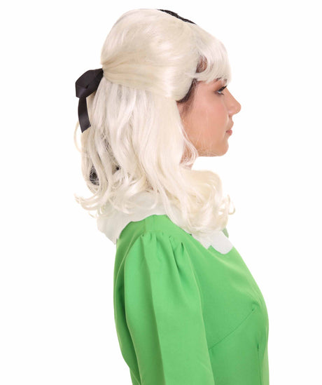 Nunique Adult Women's 16" In. Two Tone Contrasting Cruel and Evil Artist Wig - Short Length Two Tone Pure White and Jet Black Hair