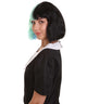 Nunique Adult Women's 10" In. Two Tone Contrasting Zombie Bride Artist Wig - Short Length Two Tone Mint Green and Jet Black Hair
